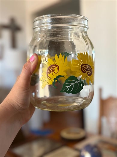 Vintage Sunflower Large Glass Jar Storage Container, No Lid - Etsy