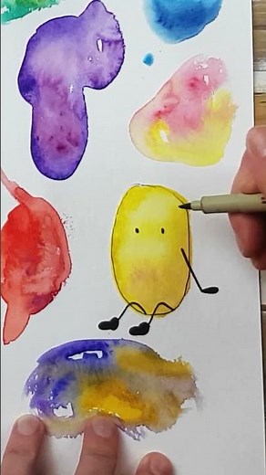 How to Paint Watercolor doodle Blob Art