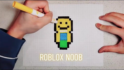 Hand Drawn Pixel Art of a Roblox Noob Character