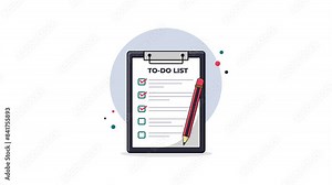 4k To-Do List in Clipboard with Pencil Animation Video