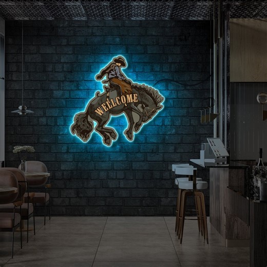 Cowboy Neon Sign, Cowboy Neon Light, Cowboy Led Sign, Cowboy Bar Sign, Western Neon Sign, Cowboy Welcome, Cowboy Bar Art, Rodeo Neon Sign - Etsy