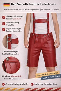 Rote Glattleder Lederhosen für Herren | Schlichte Glattleder Shorts mit Hosenträgern Oktoberfest - Etsy.de