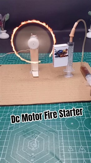 How to Make a DC Motor Fire Starter | Simple DIY Project #tech #dcmotor #project #diy #robot