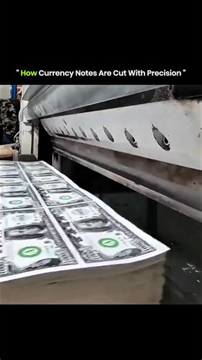 Knowledge Matrix on Instagram: "Money notes are printed in large sheets before being cut with high-speed precision machines. Each sheet holds multiple notes, and powerful blades slice them into individual pieces in seconds. The process is carefully monitored to ensure every note meets exact size standards before they are stacked, counted, and sent out. Cutting is a key step in turning printed sheets into usable currency. #knowledge #didyouknow #fyp #technology #innovation"