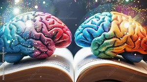 Exploring the connection between creativity and logic through colorful brain imagery and an open book