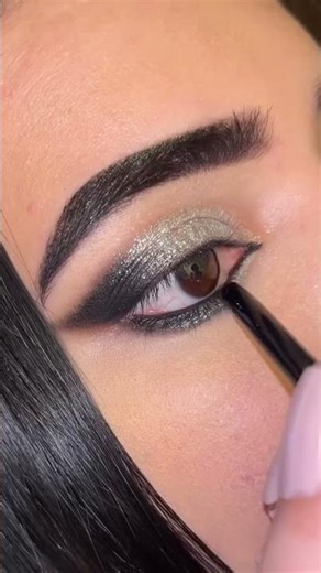Black silver natural smoky eye make up tutorial step-by-step for beginner girl for eid festival #eid