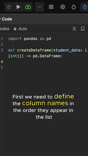 Python Pandas for Beginners: 2D List to DataFrame in 60s! 🐼 LeetCode 2877 #shorts