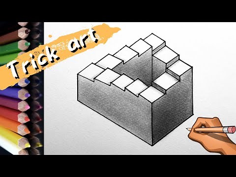 【トリックアート】ペンローズの階段を描いてみた Drawing Penrose Stairs
