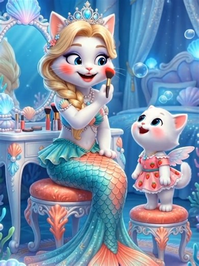 Mermaid Female White Cat and Mermaid Fairy Little Cute kitten | Meow Family | Trending Videos | Ai Videos #trending #usatiktok🇺🇸 #uktiktok #aicat #creatorsearchinsights