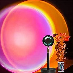 Sunset Projection Lamp,180 Degree Rotation Rainbow Projection Lamp USB Charging Lighting, Romantic Sunset Lamp for Self-Media Light, Romantic Family Atmosphere Light for Adults, Couples, Bedroom