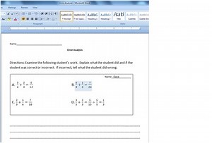 Fractions Error Analysis Practice | Addition Subtraction Multiplication Division