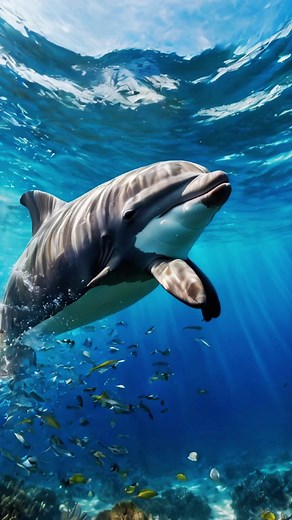 Majestic Dolphin in Crystal Clear Waters Wallpaper
