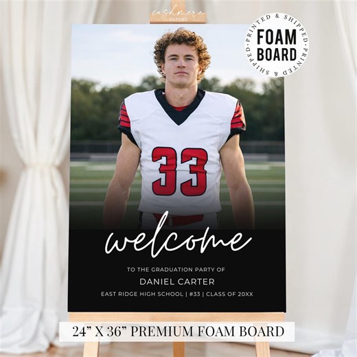 Football Graduation Welcome Sign, Senior Night Poster, Athlete Grad Photo Sign, Sports Graduation Welcome Board, Custom Photo Foam Board - Etsy