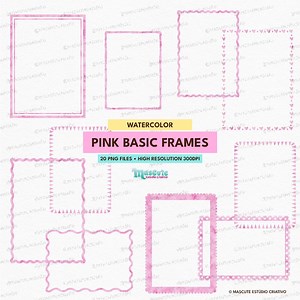 Watercolor Pink Frame Clipart | Coquette Frames, Scrapbook (digital Download) - Etsy