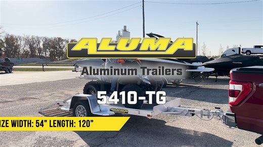 The Aluma 5410-TG (standard tailgate) has a 2000# rubber torsion axle, 13" aluminum wheels, 6" front retaining bumper, fender steps, tongue handle, receptacle holder, 1200# swivel jack, LED lighting and a 54" X 120" bed size. https://alumaklm.com/products/utility/single-axle/5410-trailer/ https://alumaklm.com/dealer-locator/ #alumalife #Aluma #madeintheusa #Utilitytrailer #aluminumtrailers #atvtrailer #golfcarttrailer #nationalparks | Aluma Trailers