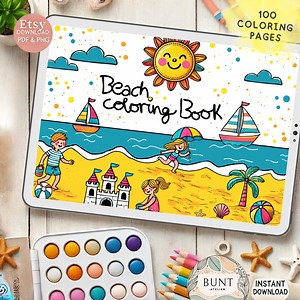 Beach Coloring Book 100 Summer and Ocean Pages Printable and Digital Use on iPad Procreate or Print Fun for Kids and Adults Art Illustration - Etsy Canada