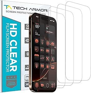 Amazon.com: Tech Armor 4 Pack Screen Protector for iPhone 16 Pro 6.3 inch - HD Clear | Film | Ultimate Display Protection | Crystal Clear Clarity | Easy Installation | Premium Quality : Cell Phones & Accessories