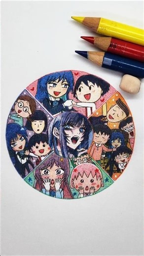 3色でadoさんとちびまる子さんを塗ってみた #ado #chibimarukochan #おどるポンポコリン #ちびまる子ちゃん #colorwheel #colormixing