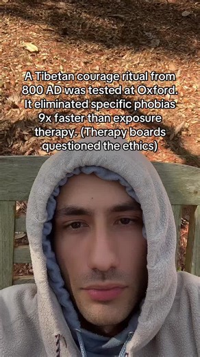 1.\tThe ritual was called “འཇིགས་པ་མཇལ་བ” — meeting your demon. Tibetan monks used it when someone was paralyzed by a specific fear. They didn’t gradually expose the person to the fear. They did the opposite. The person sat in complete darkness for one night, deliberately imagining the fear in excruciating detail. They were instructed to make the fear as large and terrible as possible. By morning, the fear had been fully faced — and the person walked out free. \t 2.\tWestern psychiatry called it