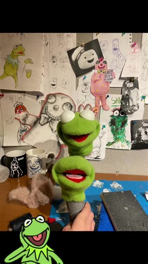 WIP kermit the frog! #puppet #frog #kermit #wip #muppets #fyp