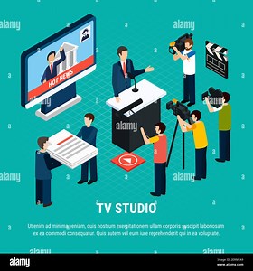 Photo video isometric background composition with editable text and human characters of professional television studio workers vector illustration Stock Vector Image & Art - Alamy