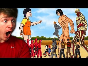 Reacting to SQUID GAME vs PENNYWISE and ATTACK ON TITAN