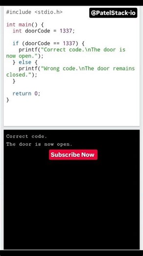 🔑 Unlock the Door with C Code! (Basic Logic) #shorts #viral #PatelStack-io