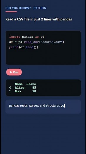 Read Any CSV File in 2 Lines of Python 🐍 | #python #pythontips