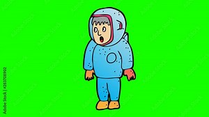 animated astronaut character . green screen 2D animation