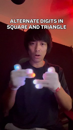 Alternating digits in shapes ☀️Buy the Helios microlight and use code “ALOHANATION” for 10% off at @glow_leds 📚DM for gloving classes! All skills welcomed! 🦾Also check out my Patreon, for deeper educational content! | Kevin Puppety Cablay