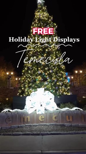 Free Holiday Decoration Displays around Temecula: ❄️Civic Center/Old Town Temecula- check out the walk-through ornament, huge tree, Civic Building lights, mini hot air balloon with lights, lots of decorated business down Front St. ⛸️Ice Skating Rink opens December 14th in front of the Civic Center (not free but fun to see). @temeculaparksandrec @visittemecula 🏠Neighborhoods or single houses with awesome displays: ✨31826 Corte Positas (1 main house & many less decorated homes on that street) ✨34