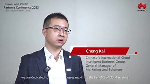 "Our collaboration with Huawei has led to remarkable achievements across various sectors, including government, finance, telecommunication, manufacturing and energy." - Cheng Kai, Chinasoft International Cloud Intelligence Business Group | Huawei Enterprise