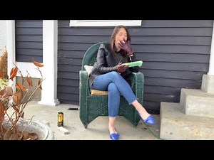 ASMR Smoking and playing video games on the porch - no talking - watching girl smoke