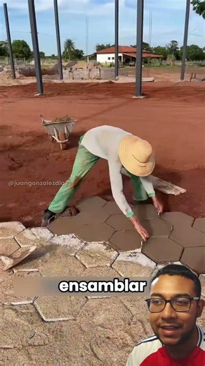 The process of making hexagonal bricks for gardens