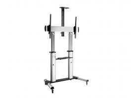 650605 60–100" Ultra-Large Telescopic TV Cart, VESA 1000 x 600, 100kg Load, Height Adjustable, Tilt, Equipment & Camera Shelves, Mobile Display LFD Trolley with Cable Management