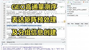 GEO高通量测序表达矩阵预处理及分组信息创建