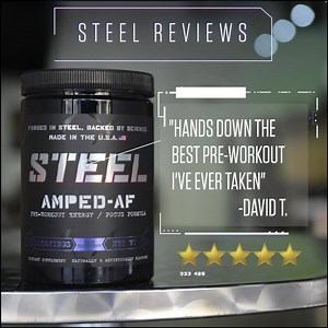 A Pre-Workout that HITS HARD💥 . Hardcore Pre-Workout cocktail AMPED-AF by Steel Supplements that delivers Extreme Power & Explosive Energy . Promo Code - STEEL10 | Steel Supplements