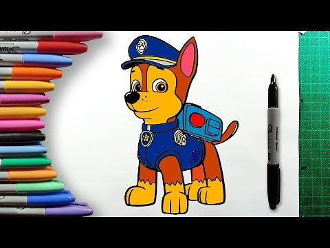 How to Color Chase from Paw Patrol Step by Step Easy Coloring Pages for Kids and Beginners