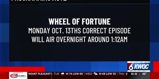 Programming note: Wheel of Fortune re-air time