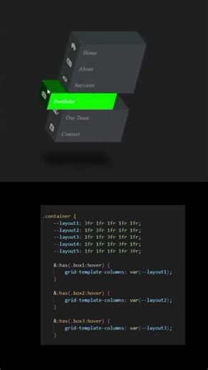 3D menu bar navigation