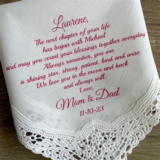 Wedding Handkerchief for Bride From Parents - Etsy