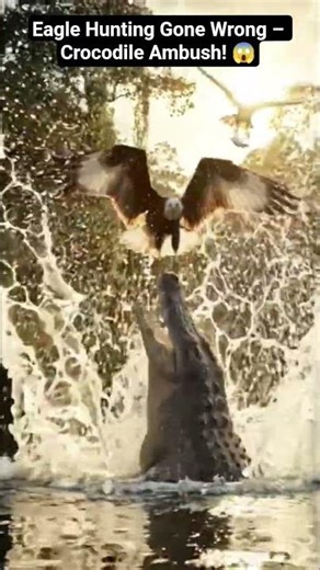Eagle Hunting Gone Wrong – Crocodile Ambush! 😱 #usa #wildlife #crocodile #animals