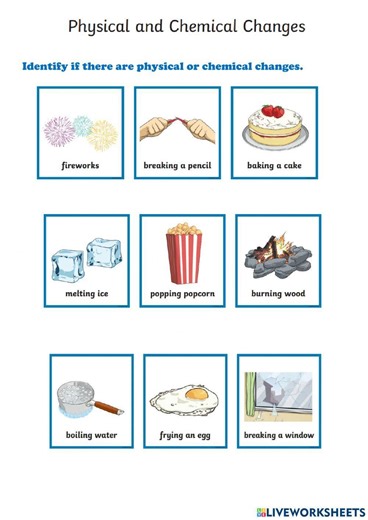 Physical and Chemical changes free online activity