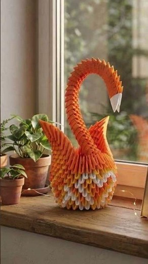 3D Origami Swan 🦢 Easy Paper Craft Tutorial | DIY Home Decor #Shorts