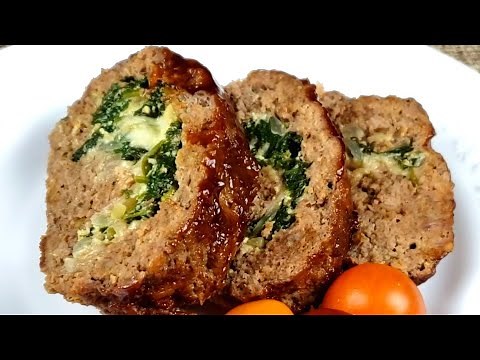 Stuffed BBQ Meatloaf With Spinach and Cheese