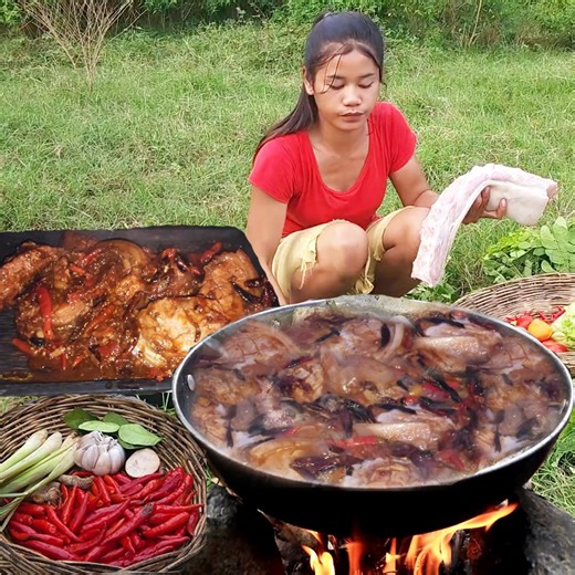 5.6K views · 162 reactions | Hello and Welcome to Lisa Cooking. Today we have new video "Survival cooking in the forest - Pork salad braised spicy delicious for food " We mostly sharing about Adventure, Camping, Cooking vidoes and others unique cooking skills in the forest. We hopefully you enjoy and support us. Thank you SO MUCH #yummyfood #cooking #eat #recipes #foodie #deliciousfood #pork | Lisa Cooking | Facebook