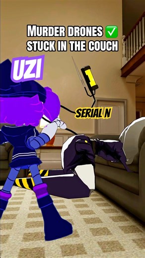 Murder Drone Stuck in the Couch (Uzi 👀 Serial Designation N 😳 ) #murderdrones #vrchat #fyp