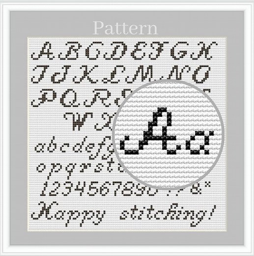 Cursive Alphabet Cross Stitch Pattern, Cross Stitch Font, Cross Stitch Letters, Cross Stitch Numbers, ABC Chart - Etsy