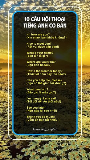Học ngay 10 câu hội thoại tiếng Anh cơ bản cùng FutureLang bạn nhé! #futurelang #english #learnontiktok #tiếnganh