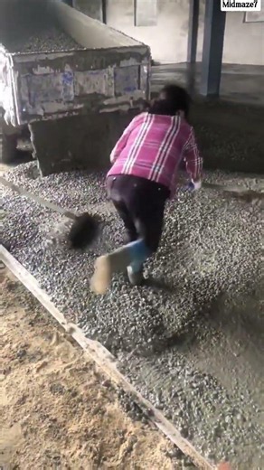 🛞🪓 Industrial Flooring: Spreading Fresh Concrete Aggregate from Mini Dumper